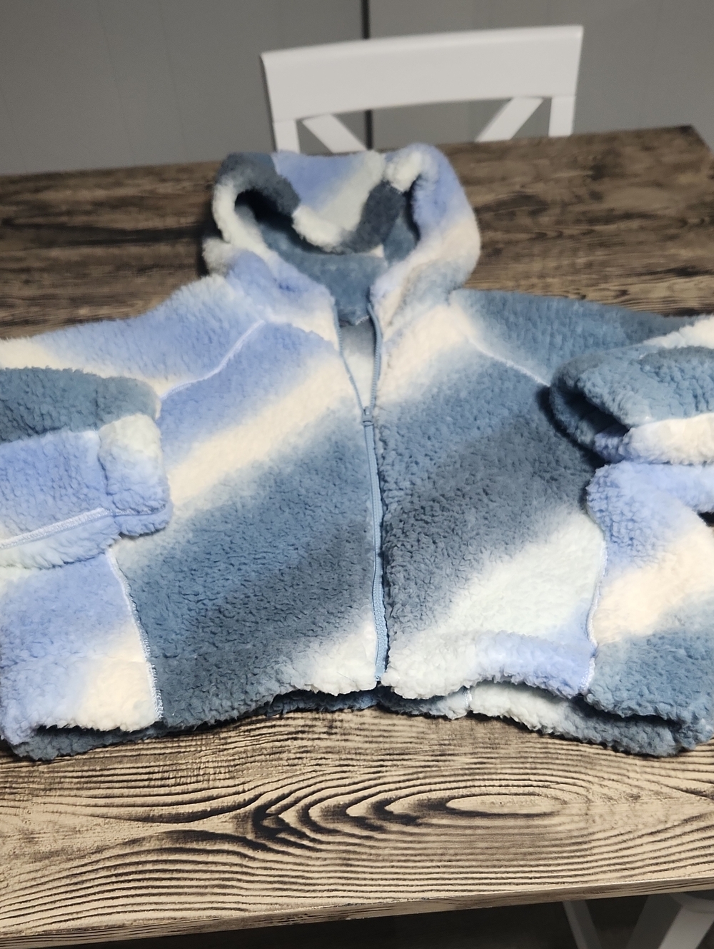 wild fable Blue and White Striped Sherpa Zip Hoodie